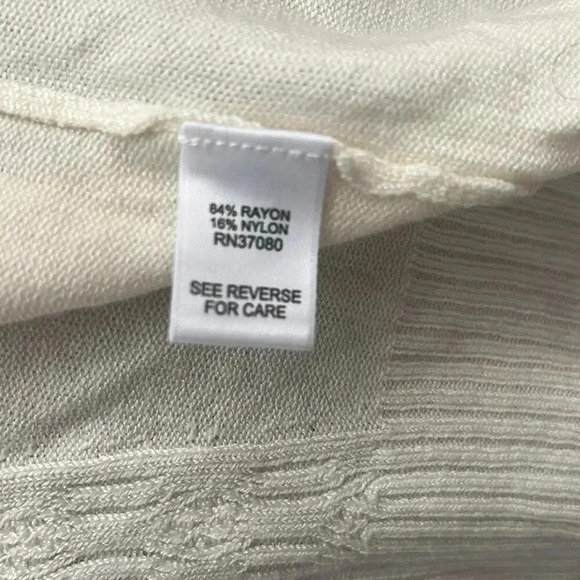 Cato Women's XL Ivory Cable-Knit Drape Open Cardigan Sweater - Picture 3 of 7